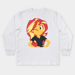 Sunset Shimmer Winking Kids Long Sleeve T-Shirt